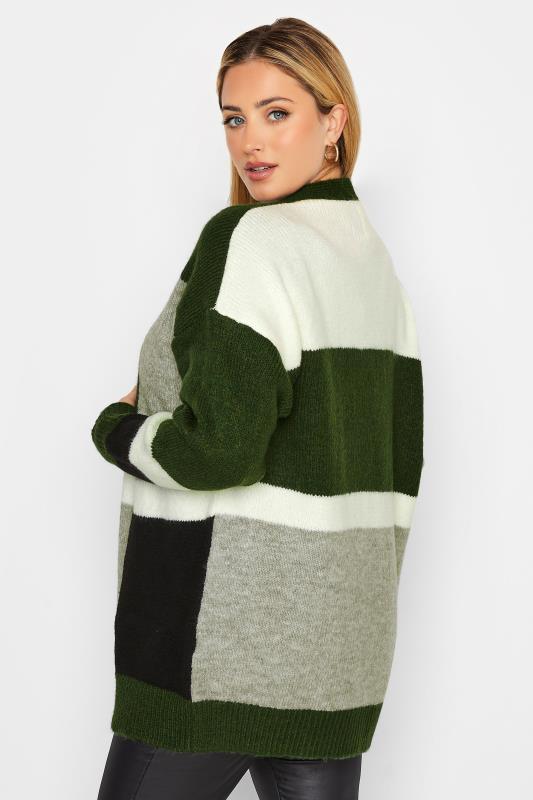 YOURS LUXURY Plus Size Green & White Colourblock Cardigan | Yours Clothing  4