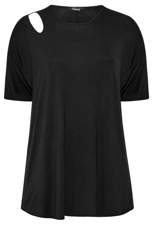 LIMITED COLLECTION Plus Size Black Cut Out Sleeve Oversized T-Shirt | Yours Clothing 6
