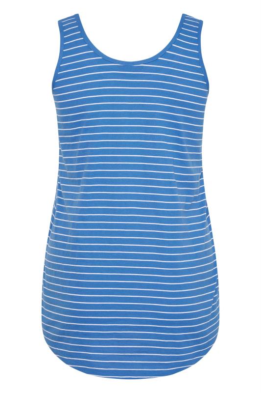 Plus Size Blue Stripe Vest Top | Yours Clothing  6