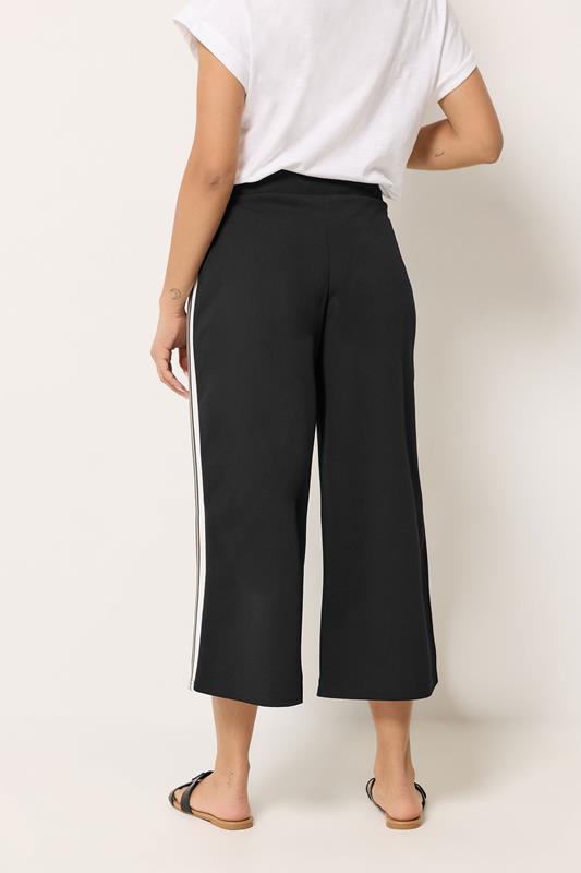 M&Co Petite Black Cropped Side Stripe Trousers | M&Co 2