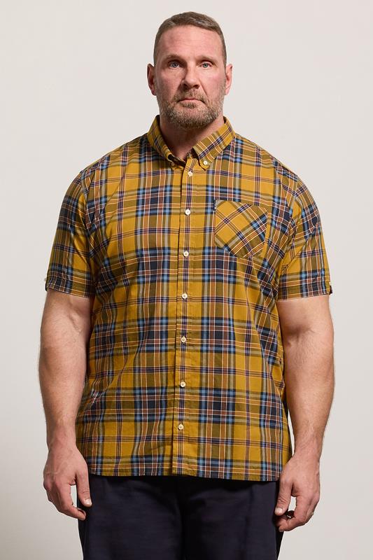 BEN SHERMAN Big & Tall Chemise classique dorée à carreaux