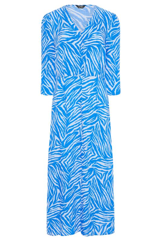 LTS Tall Bright Blue Zebra Print Tea Dress 6