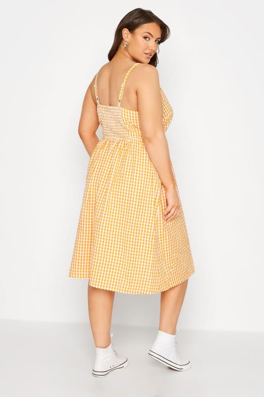 LIMITED COLLECTION Plus Size Orange Gingham Button Front Sundress | Yours Clothing  3