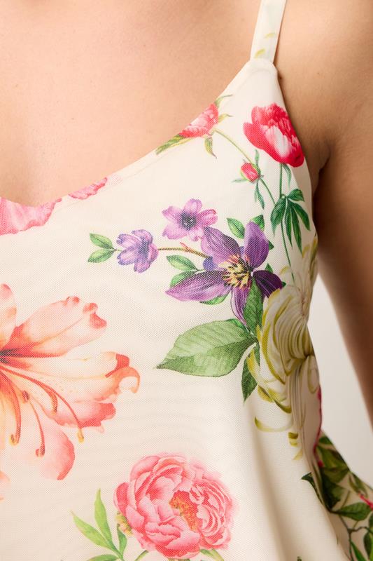 YOURS Plus Size Ivory White Floral Swing Vest | Yours Clothing 4