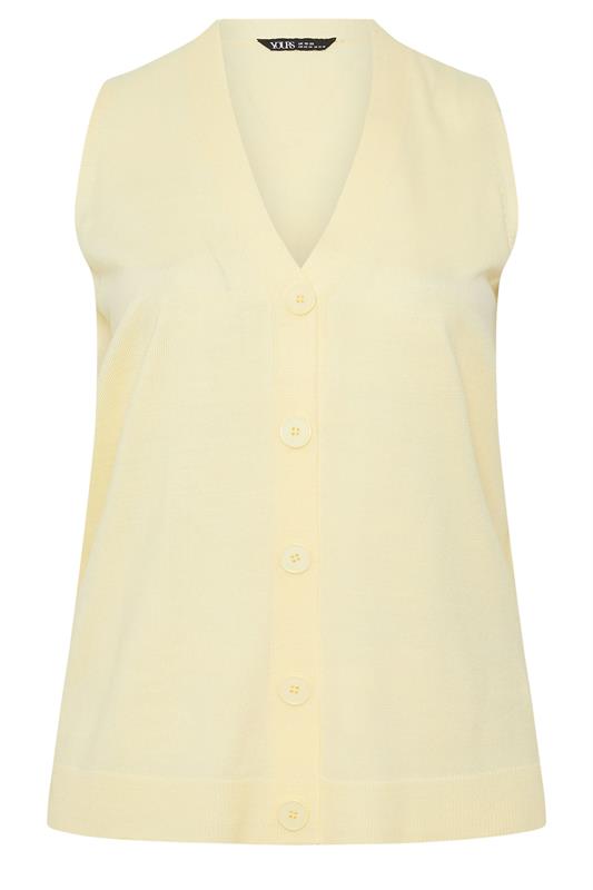 YOURS Plus Size Yellow Knitted Waistcoat | Yours Clothing 5