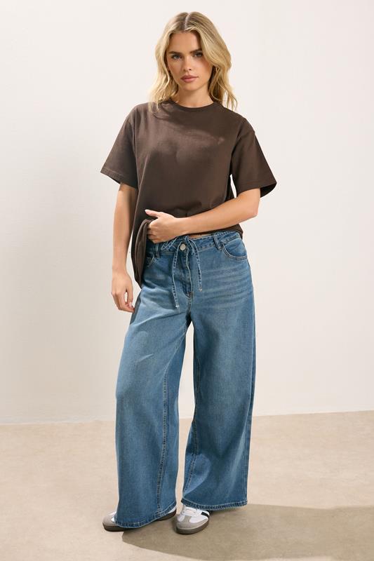 PixieGirl Petite Women's 2 PACK Chocolate Brown & Navy Blue Cotton Oversized T-Shirts | PixieGirl 2