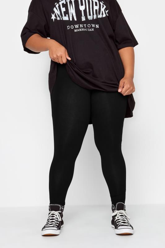 Plus Size Black TUMMY CONTROL Soft Touch Leggings | Yours Clothing 2