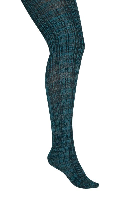 YOURS Curve Blue Tartan Print Tights | Yours Clothing 3