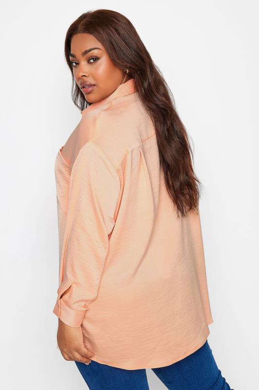 YOURS Plus Size Coral Orange Button Through Shirt | Yours Clothing 3