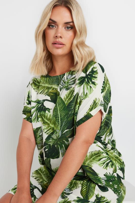 YOURS Plus Size Green Tropical Leaf Print Tunic Dress | Yours Clothing 4