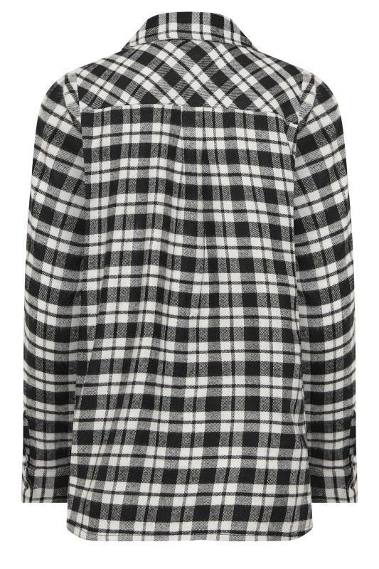 Petite Black & White Check Print Brushed Boyfriend Shirt | PixieGirl 7