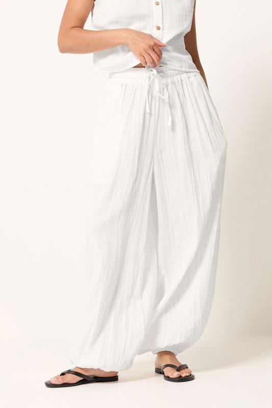 PixieGirl Petite Women's Set White Cotton Cheesecloth Top & Balloon Trousers | PixieGirl 6