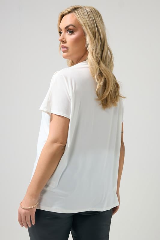 YOURS LONDON Plus Size White Pleated Shoulder Top | Yours Clothing 2