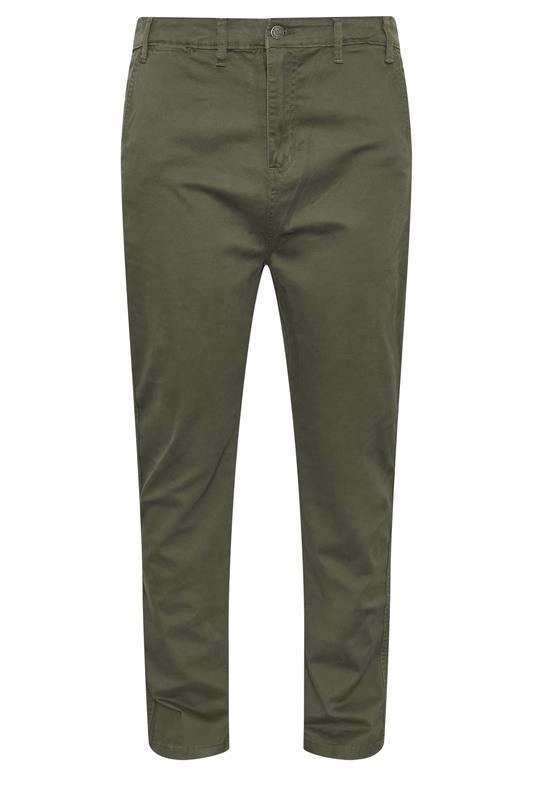 KAM Big & Tall Khaki Green Chino Trousers | BadRhino 2