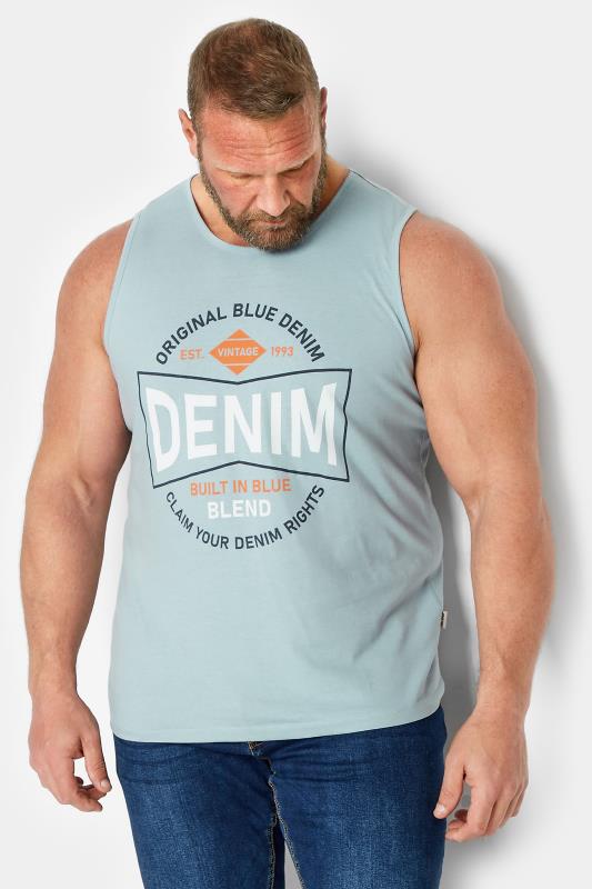 Men's  BLEND Big & Tall Light Blue Logo Print Vest