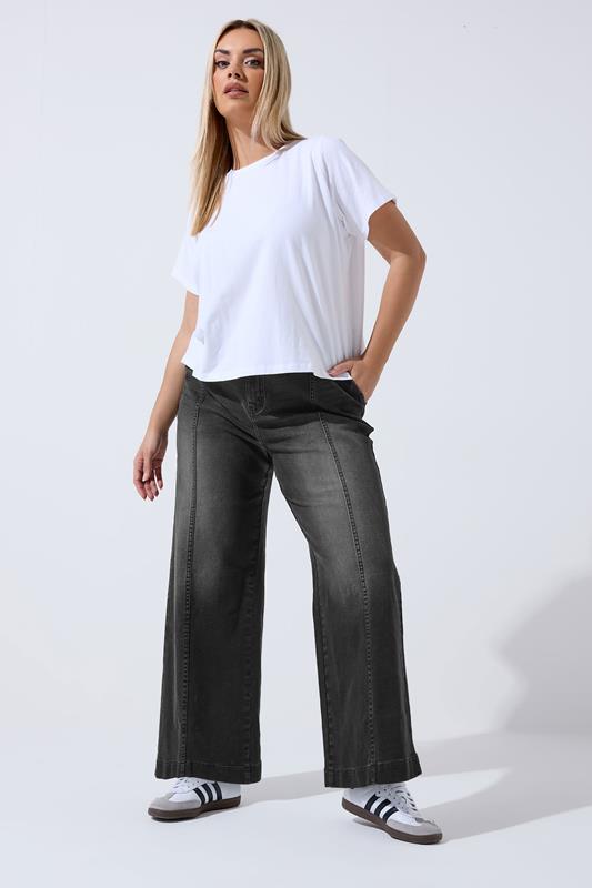 LIMITED COLLECTION Plus Size Washed Black Seam Detail Jeans | Yours Clothing 1
