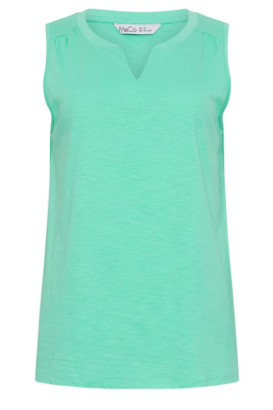 M&Co Green Sleeveless Notch Neck Cotton Vest Top | M&Co 5