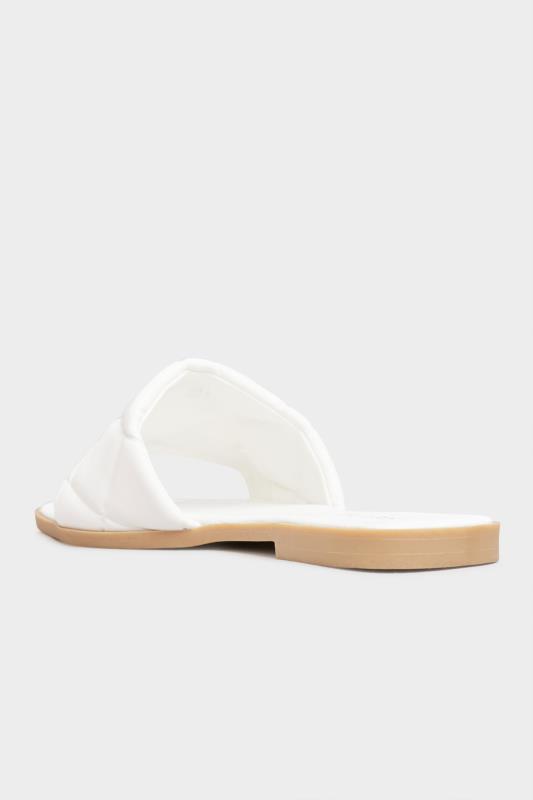 White Quilted Flat Mules in Regular Fit 5