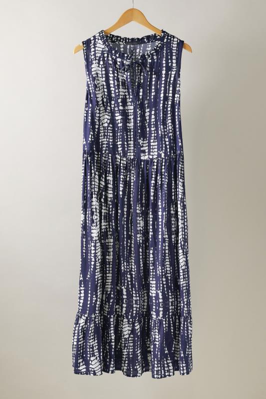 EVANS Plus Size Navy Blue Tie Dye Print Midi Dress | Evans 5