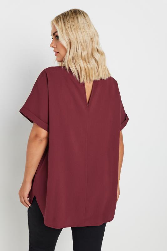 YOURS Plus Size Wine Red Metal Trim Blouse | Yours Clothing 3