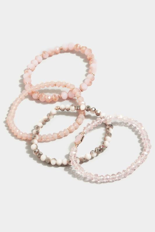 4 PACK Pink Mixed Stone Bracelet Set | Yours Clothing 3