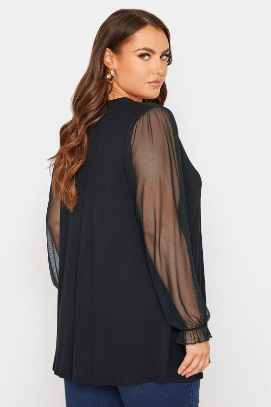 LIMITED COLLECTION Curve Black Mesh Sleeve Swing Top_C.jpg