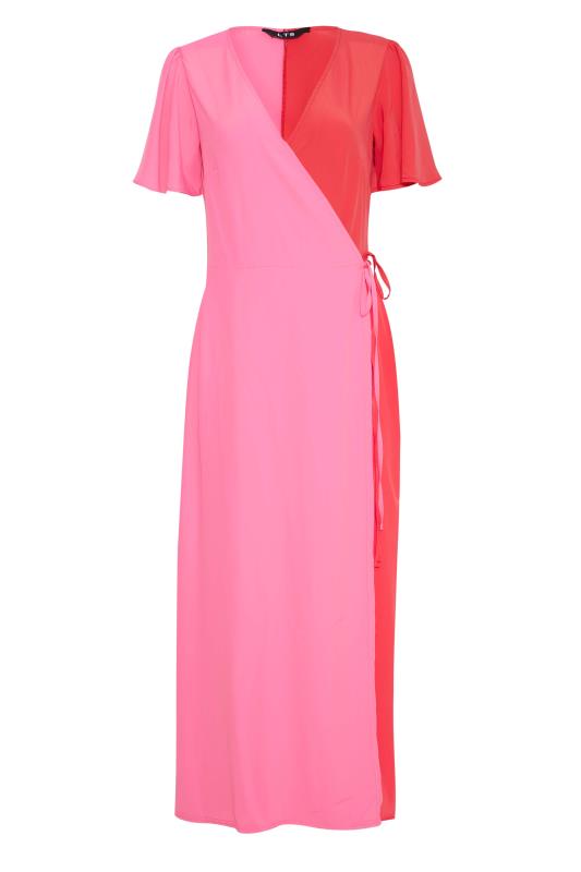 LTS Tall Pink & Red Two Tone Wrap Dress 6