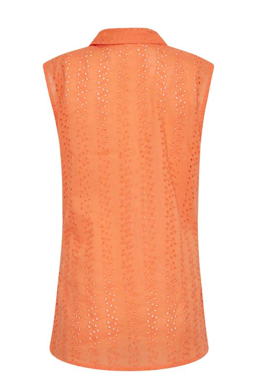 LTS Tall Women's Orange Broderie Anglaise Sleeveless Shirt | Long Tall Sally 7