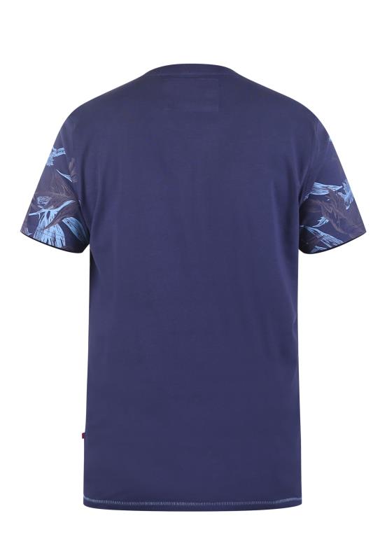 D555 Big & Tall Navy Blue Floral Print T-Shirt 3