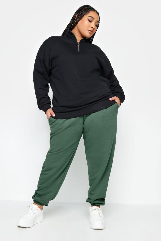 YOURS Plus Size Green Cuffed Joggers | Yours Clothing 5