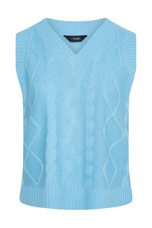 Plus Size Blue Cable Knit Sweater Vest Top | Yours Clothing 6