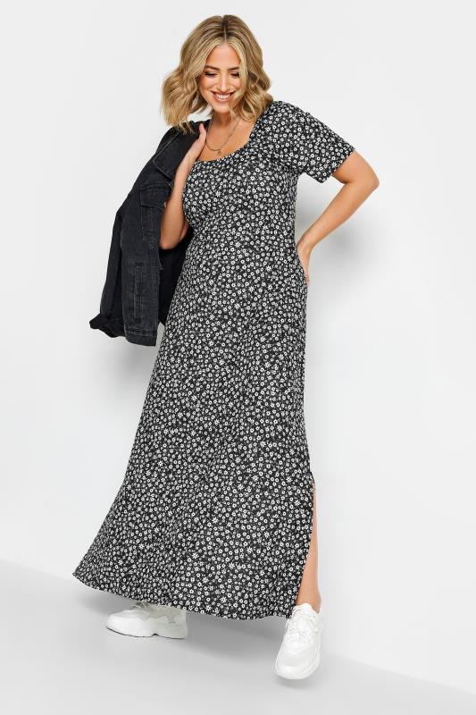 LIMITED COLLECTION Plus Size Black Floral Square Neck Maxi Dress | Yours Clothing 1