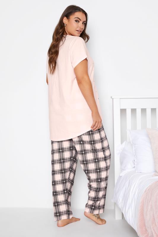 Pink 'Always Dreaming' Slogan Check Pyjama Set_C.jpg