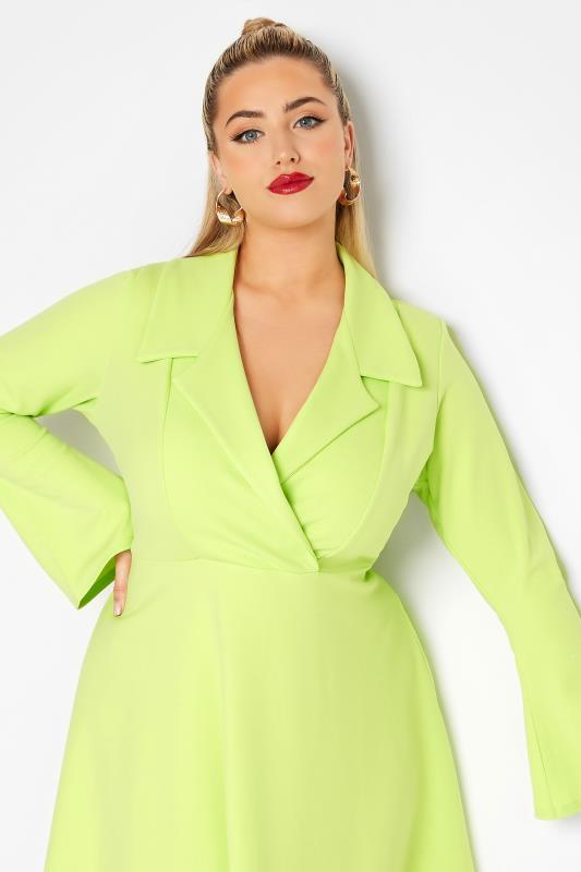 LIMITED COLLECTION Curve Lime Green Blazer Dress 4