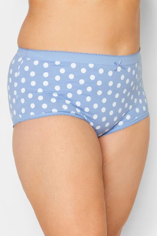 YOURS Plus Size Curve 5 PACK Light Blue Polka Dot Full Briefs | Yours Clothing  2