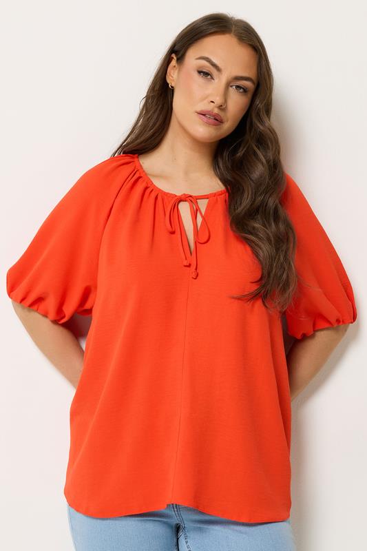  YOURS Blouse orange à manches ballon