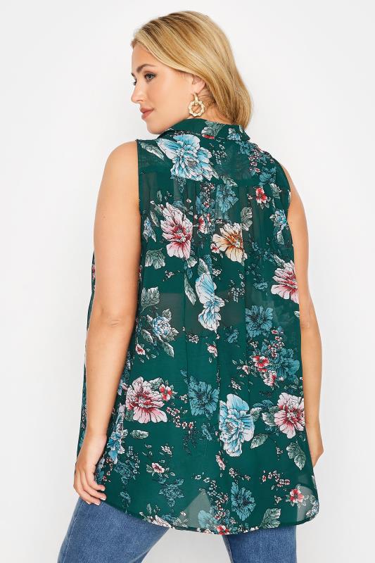Curve Green Floral Sleeveless Swing Blouse 3