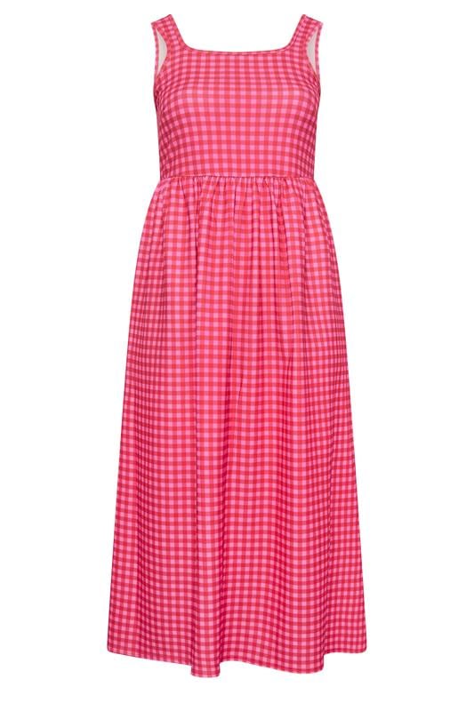 LIMITED COLLECTION Plus Size Pink Gingham Maxi Dress | Yours Clothing 5