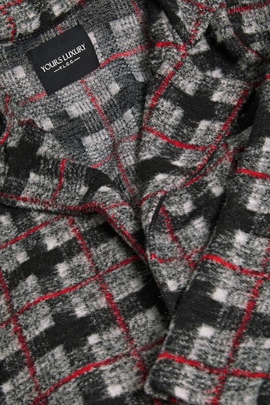 YOURS LUXURY Plus Size Black Check Print Fleece Jacket | Yours Clothing 9
