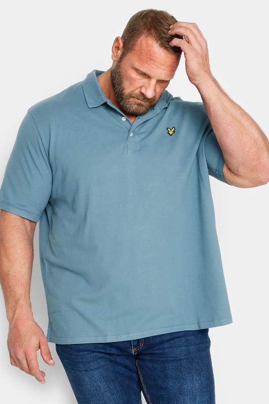 LYLE & SCOTT Big & Tall Mid Blue Logo Polo Shirt | BadRhino 1