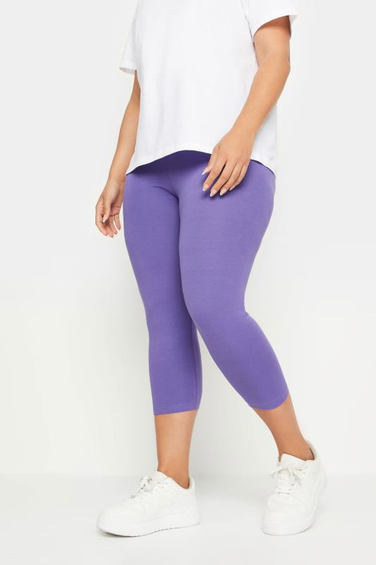 YOURS Plus Size Purple Cropped Leggings | Yours Clothing 1