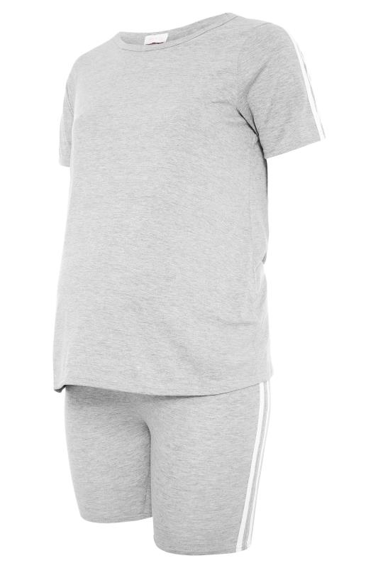 BUMP IT UP MATERNITY Grey Stripe T-shirt & Shorts Set | Yours Clothing 4
