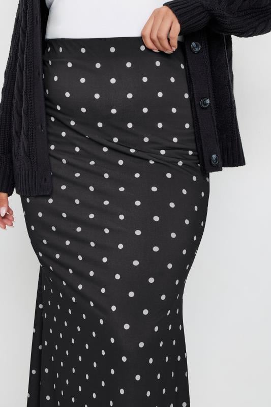 LIMITED COLLECTION Plus Size Black Polka Dot Print Maxi Skirt | Yours Clothing 4