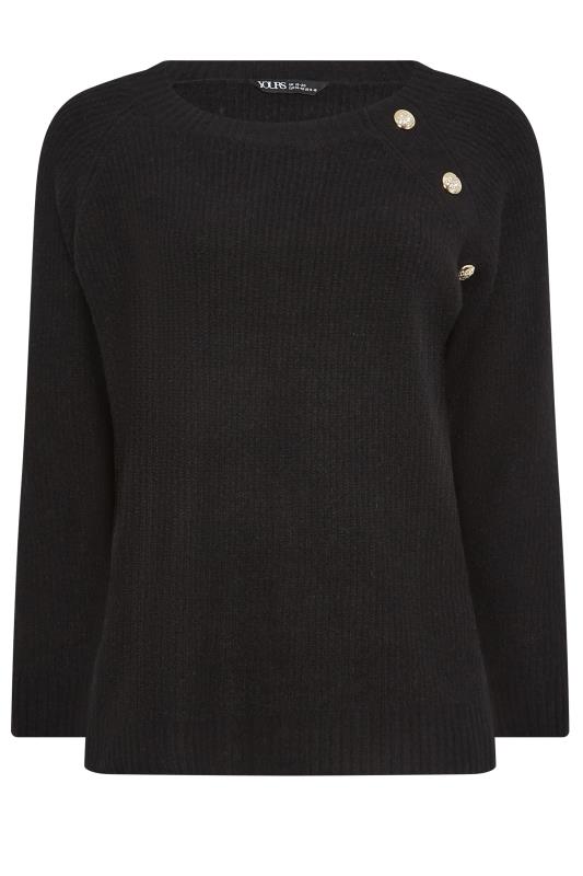 YOURS Plus Size Black Button Detail Knitted Jumper | Yours Clothing 6