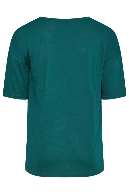 Plus Size Green V-Neck Essential T-Shirt | Yours Clothing  7