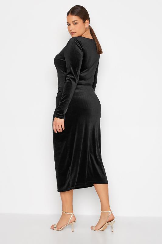 LTS Tall Women's Black Ruched Velvet Midi Dress | Long Tall Sally 3