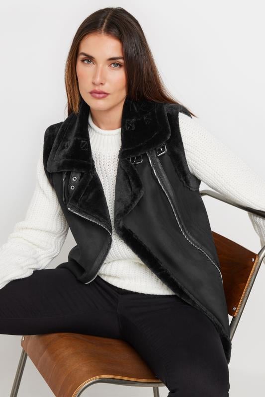  LTS Tall Black Aviator Gilet Jacket