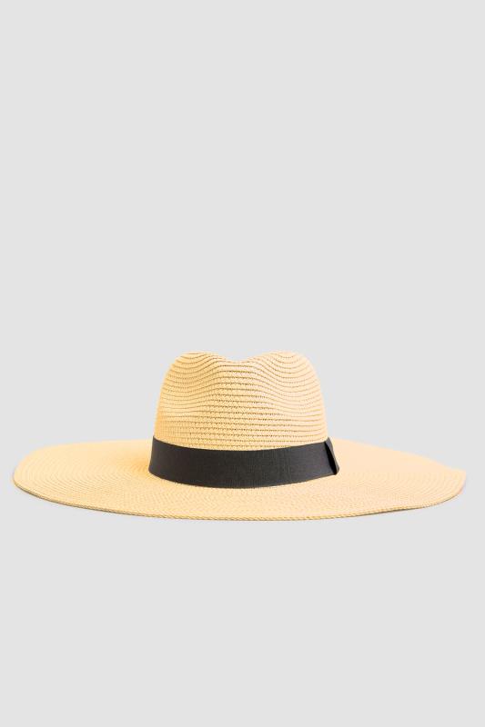 Tall  Yours Beige Brown Straw Wide Brim Fedora Hat