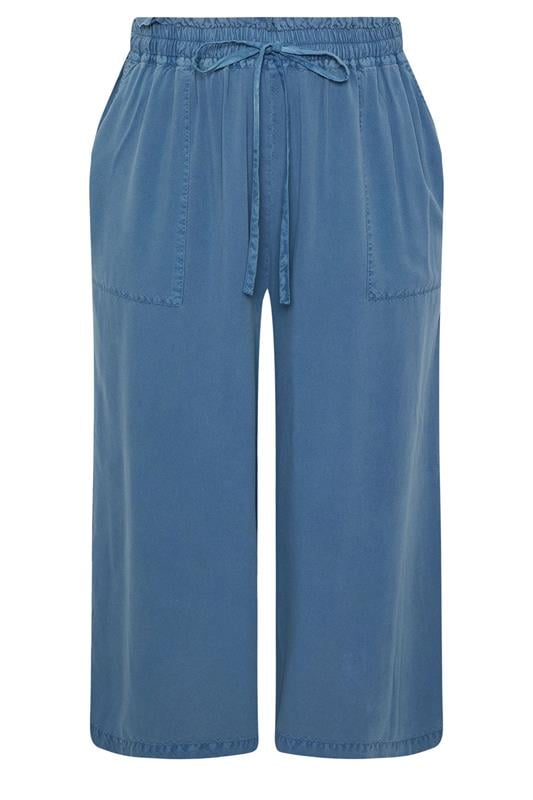 YOURS Plus Size Mid Blue Chambray Culottes | Yours Clothing 5