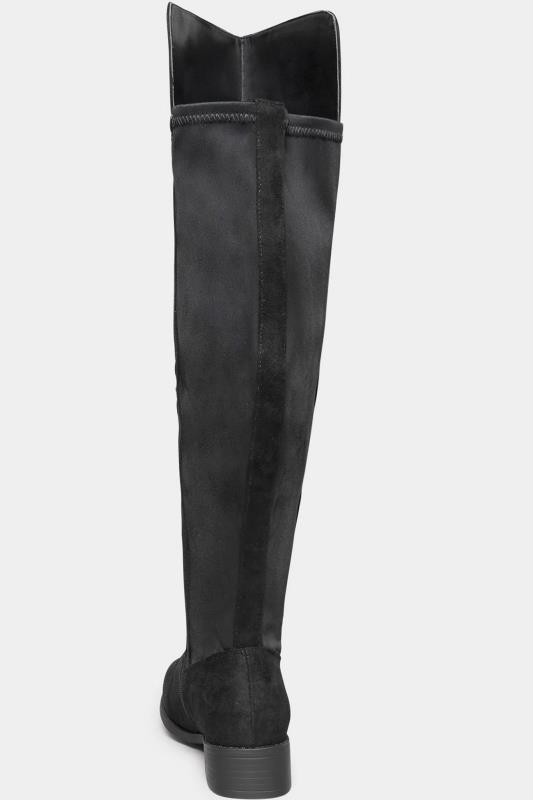 Black Faux Suede Stretch Over The Knee Boots In Wide E Fit & Extra Wide EEE Fit | Yours Clothing  4